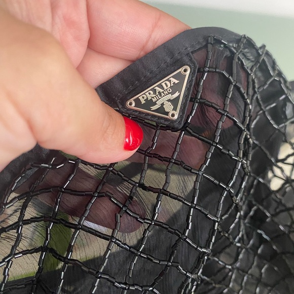 Rare Collectors Vintage Prada black beaded silk chiffon mini bag - Picture 5 of 10